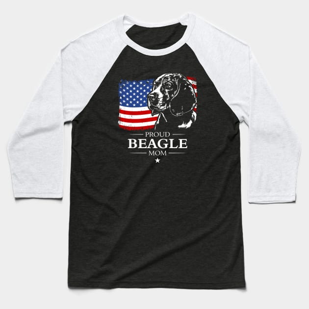 Proud Beagle Mom American Flag patriotic dog Baseball T-Shirt by wilsigns